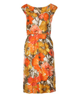 1960s Hawaiian Floral Cocktail Dress - S