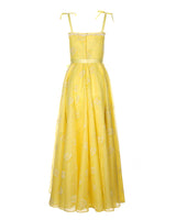 Vintage yellow floral ribbon strap dress - XS