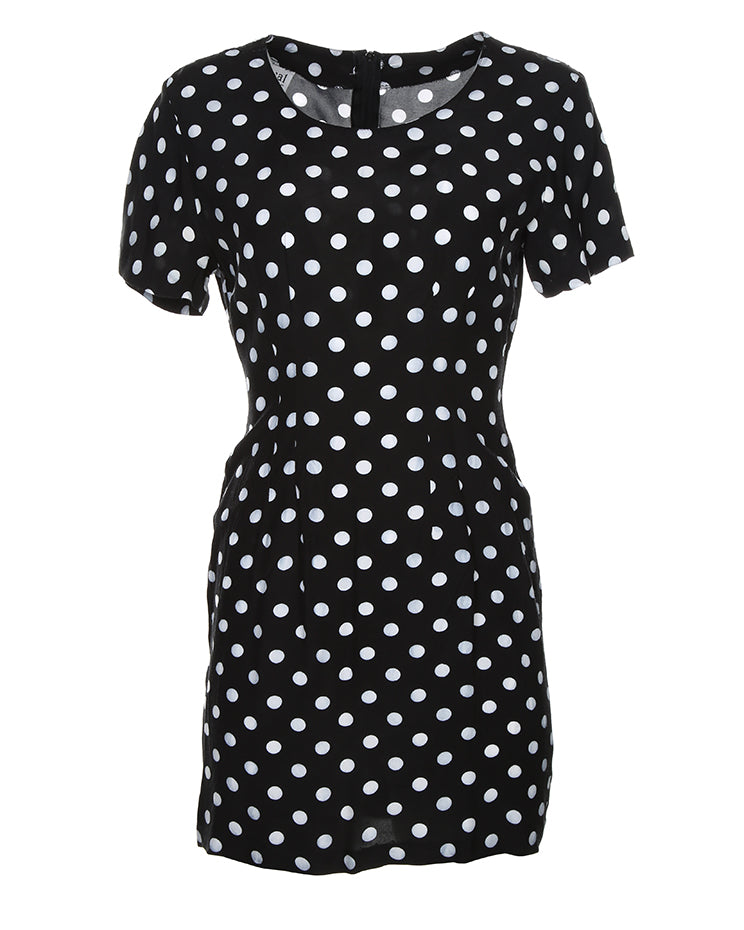 Vintage polka dot short sleeve dress - S