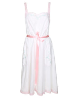 1980's White And Pink Sleeveless Dress - M