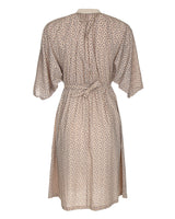 1990's Beige With Ditzy Floral Print Short Sleeve Smock Dress - M