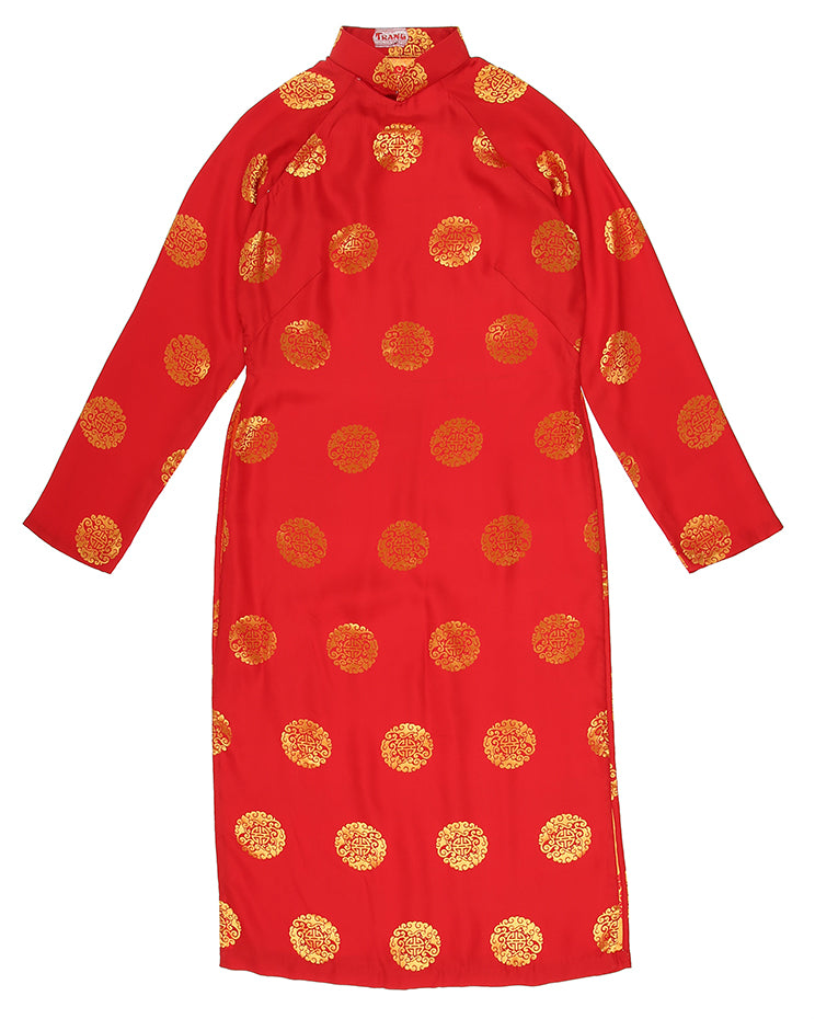 1990s cheongsam style red tunic dress - S