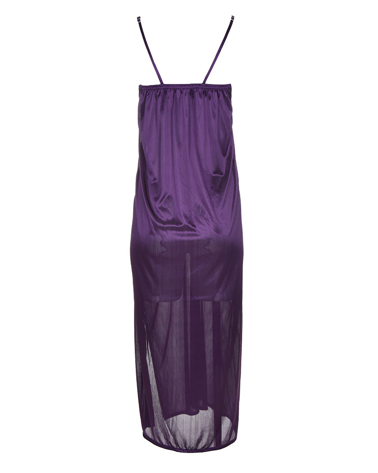 1990's Purple With Lace Detail Slip Dress - XS