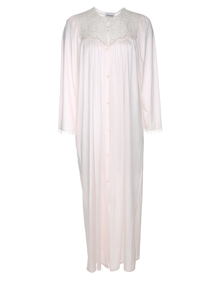 1970's Pink With Cream Lace Bust Slip Over Dress - M