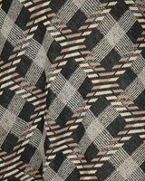 1970's brown checked knitted long sleeve dress - XS