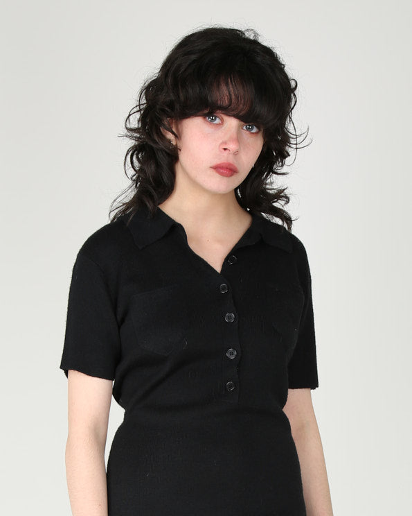 Esprit short sleeve black knitted dress - M