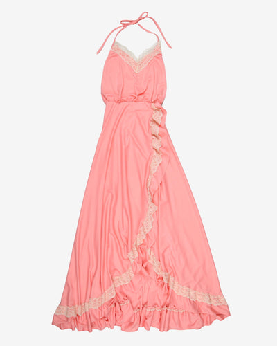 1970's halter neck maxi dress - XS