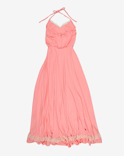 1970's halter neck maxi dress - XS