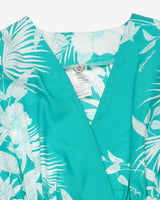 1970s green and white patterned kaftan dress - One size