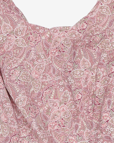 1980s handmade pink patterned prairie dress - M