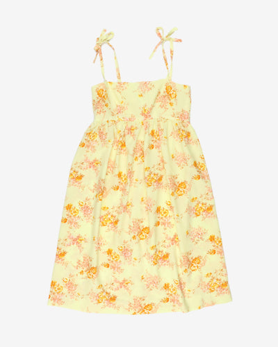 1970s yellow flower pattern dress - Xs