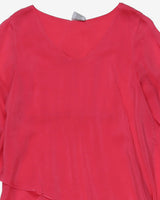 Pink tiered midi dress - M