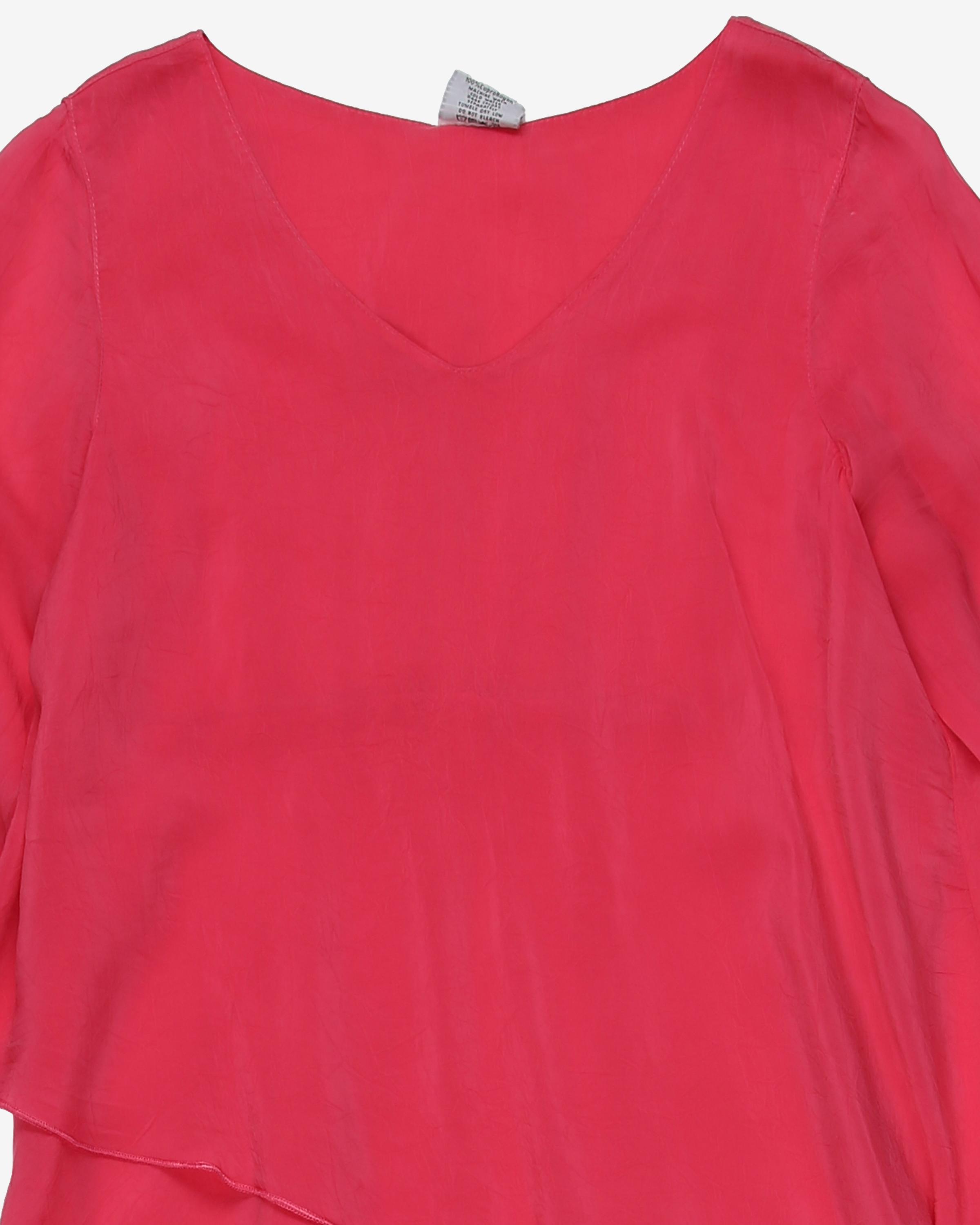 Pink tiered midi dress - M