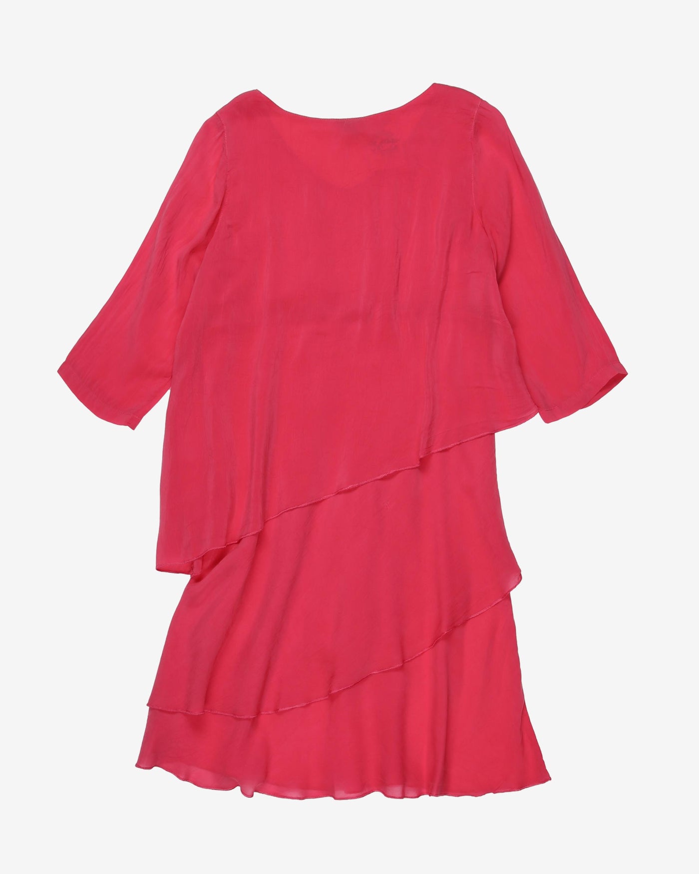 Pink tiered midi dress - M