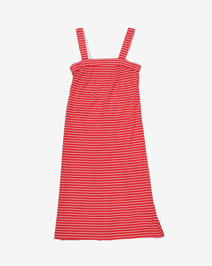 1980s red striped sun dress S