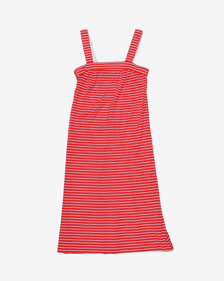 1980s red and white striped sun dress - S
