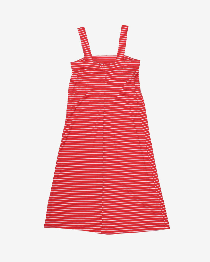 1980s red and white striped sun dress - S