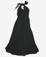 Black with white polka dots halter maxi dress - XS
