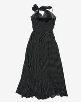 Black with white polka dots halter maxi dress - XS