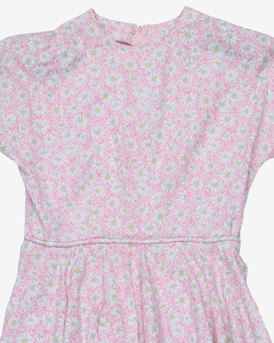 1980s pink floral cotton day dress - S / M