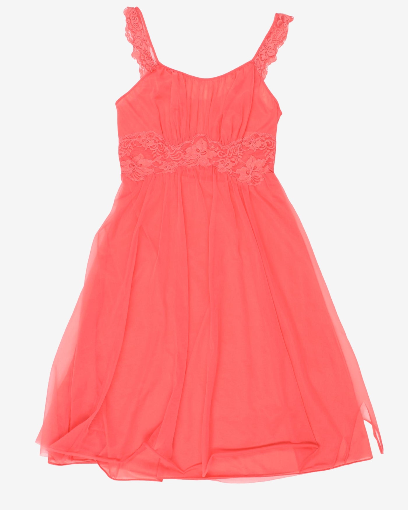 Vanity Fair Pink Lace Tulle Slip Dress - XS