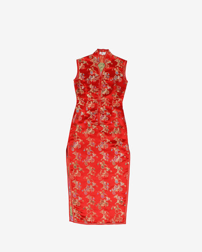 Red cheongsam style sleeveless dress - XS