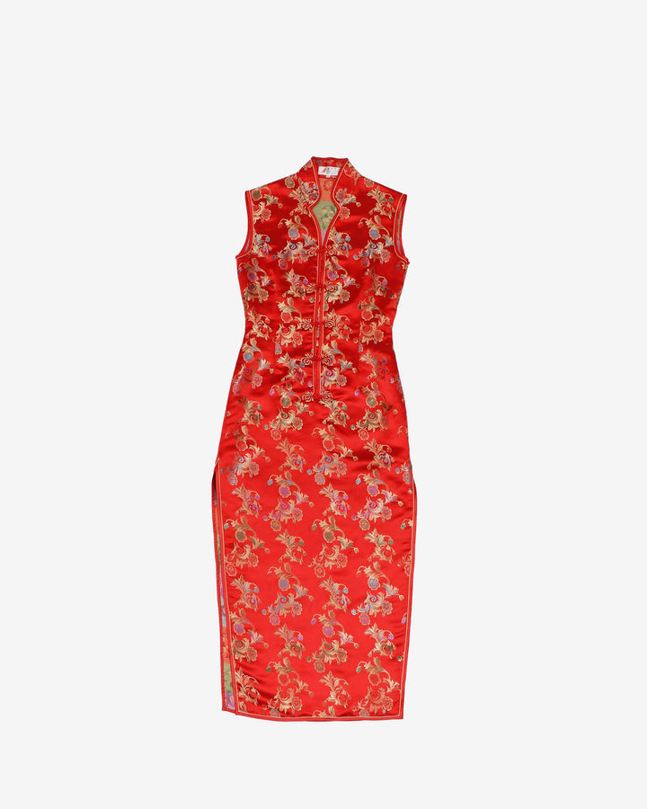 Red cheongsam style sleeveless dress - XS