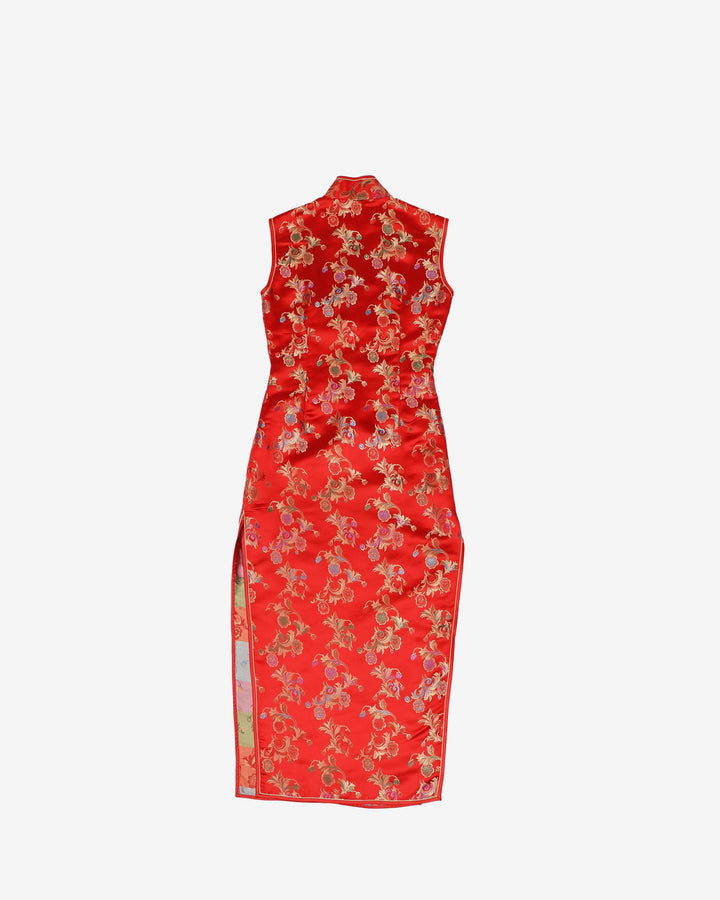 Red cheongsam style sleeveless dress - XS