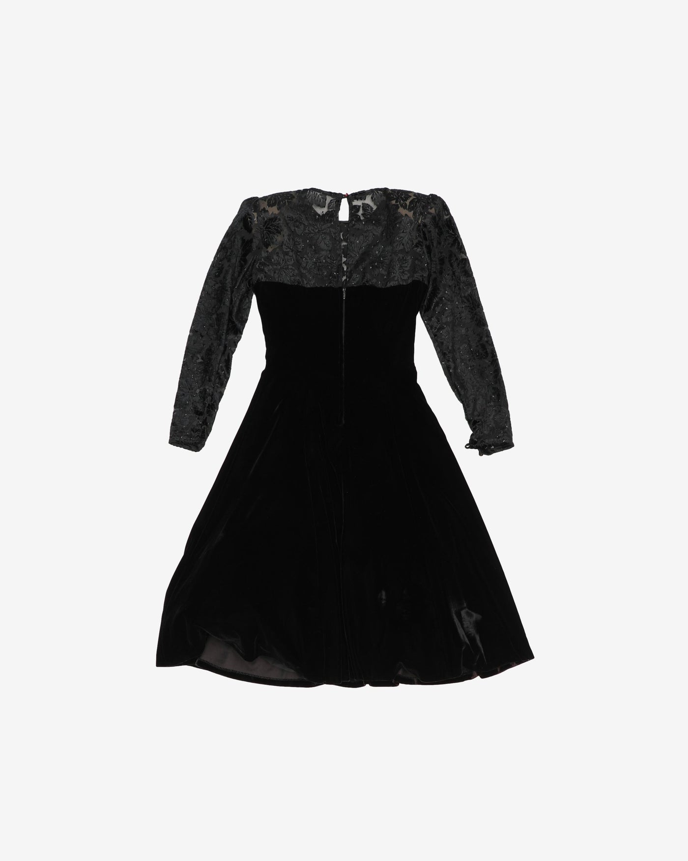 1980s black velvet evening dress - S
