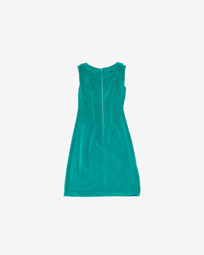 Aqua green velvet sleeveless dress - XS