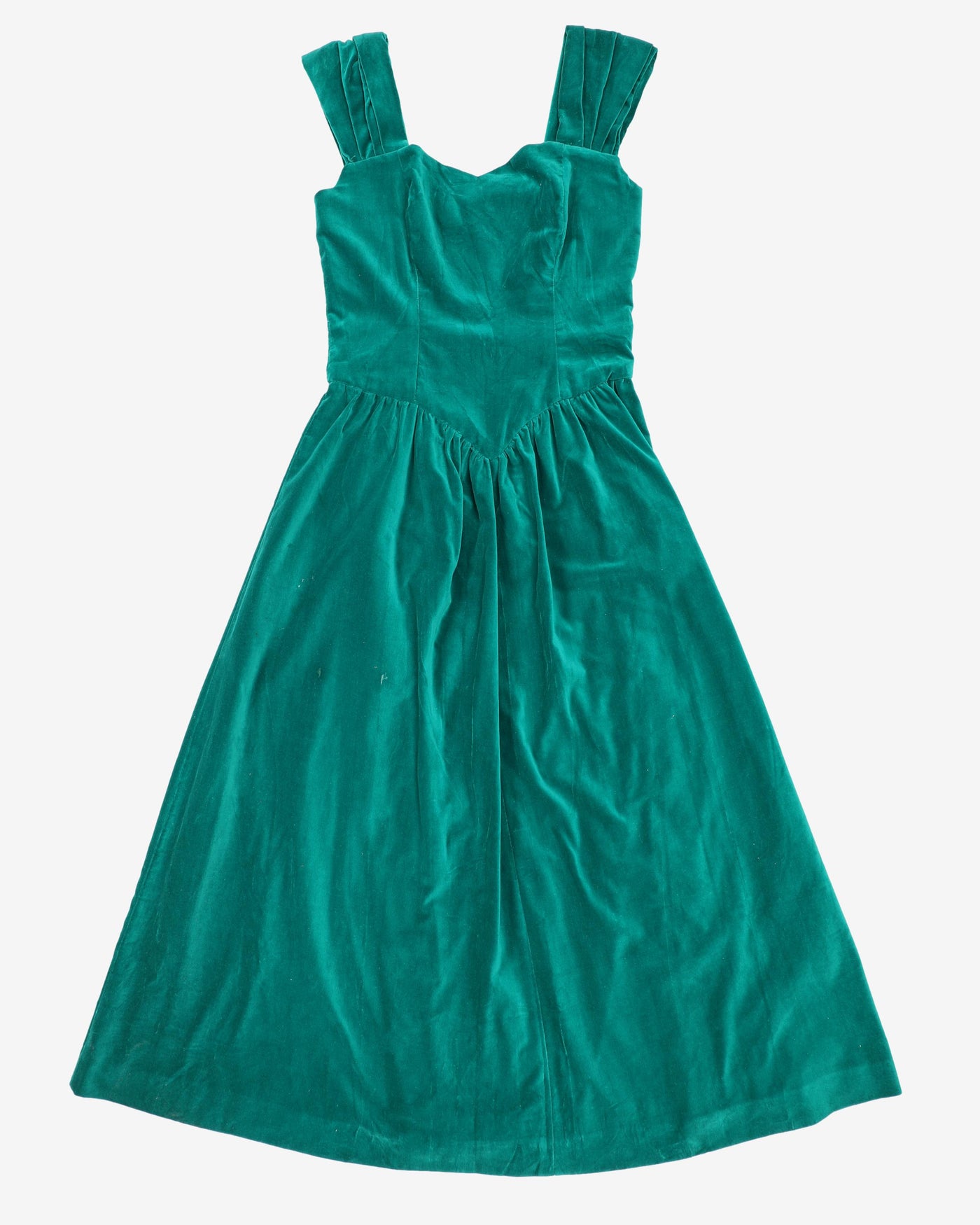 1980s Green Velvet Sleeveless Party Dress