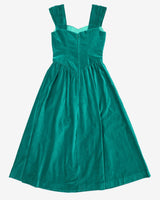 1980s Green Velvet Sleeveless Party Dress