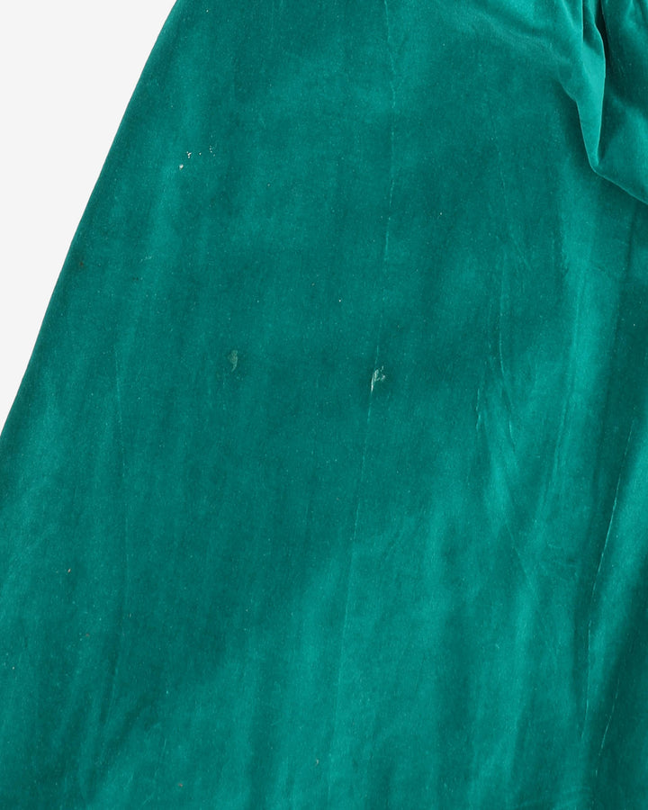 1980s Green Velvet Sleeveless Party Dress