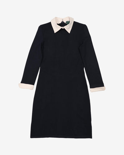 Lauren Ralph Lauren Navy With White Collar And Cuffs Dress- S