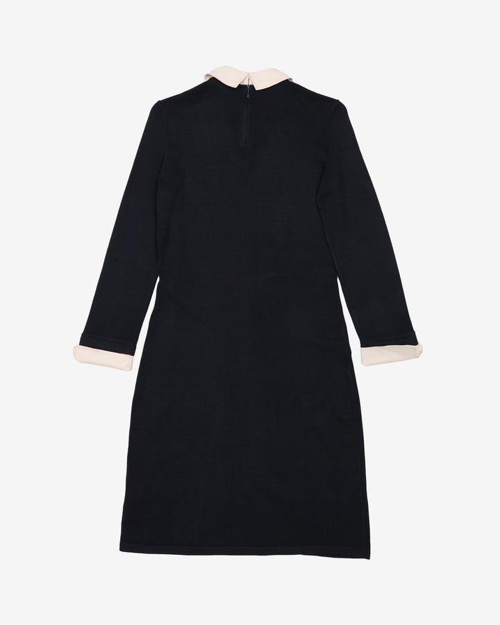 black dress with white collar and cuffs Lauren Ralph Lauren Navy With White Collar And Cuffs Dress- S – Rokit