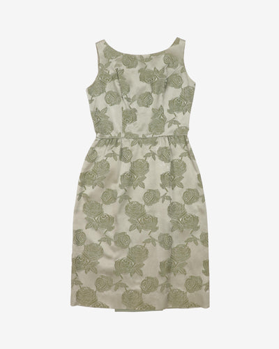 1950-60s Rose Patterned Cocktail Dress - S