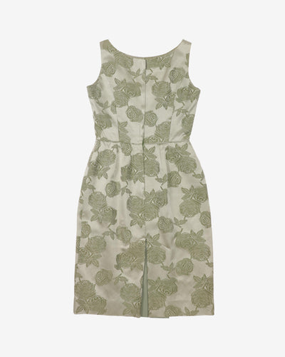 1950-60s Rose Patterned Cocktail Dress - S