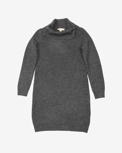 Michael Kors Grey Knitted Roll Neck Dress - XS / S