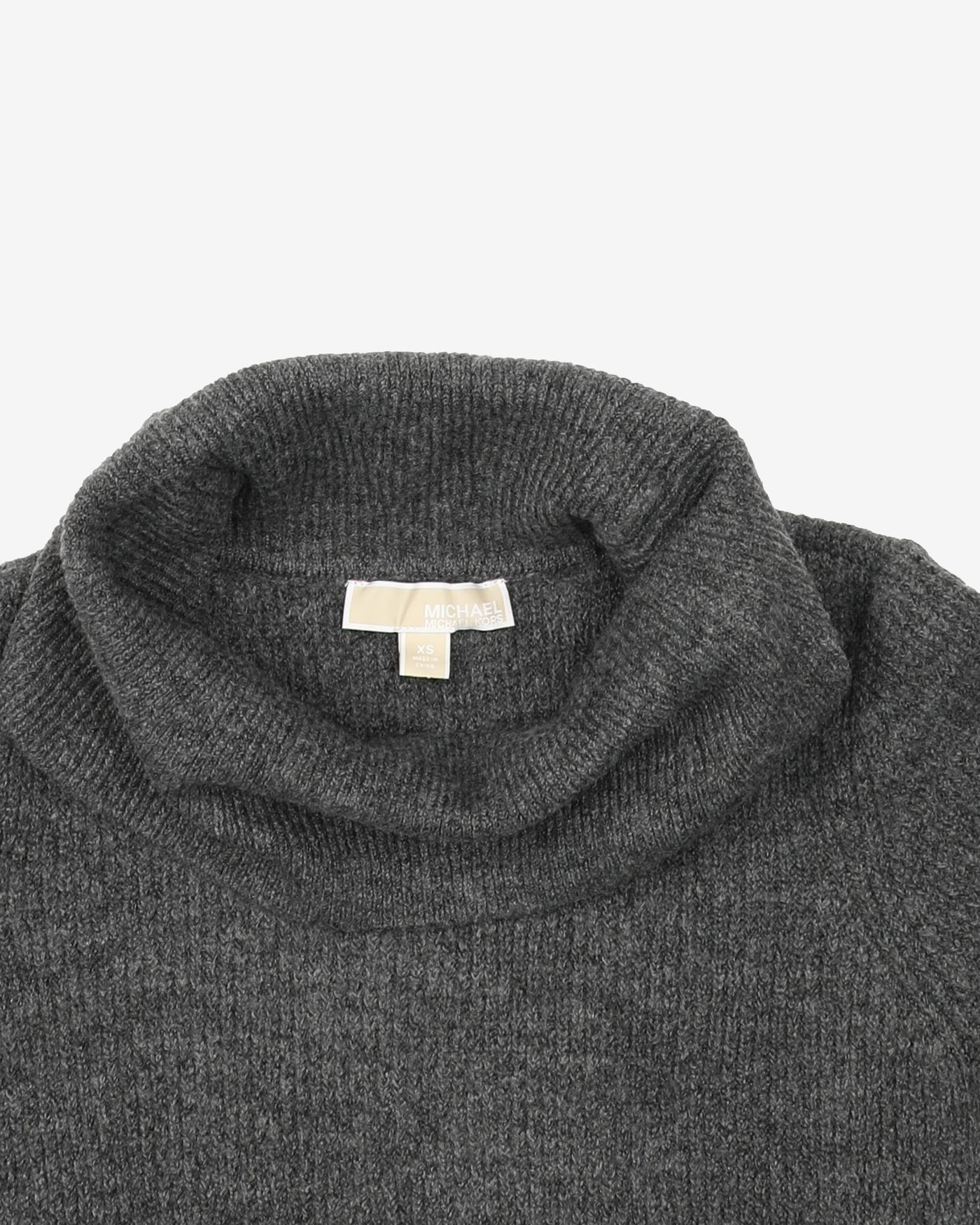 Michael Kors Grey Knitted Roll Neck Dress - XS / S