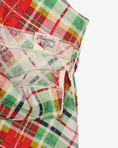 1970s A-line Tartan Checked Sleeveless Dress - S