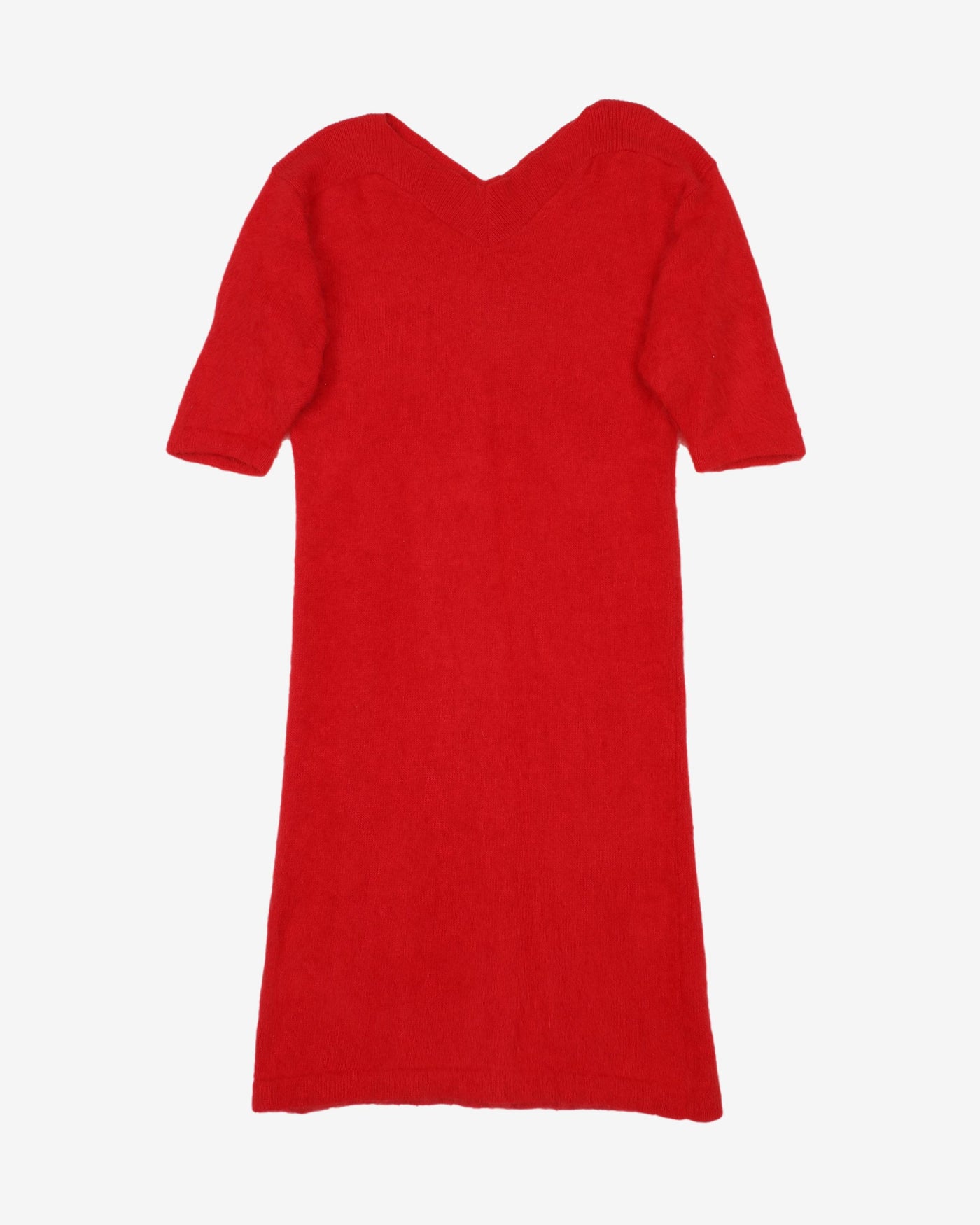 1990s Red Angora Knitted Dress - S
