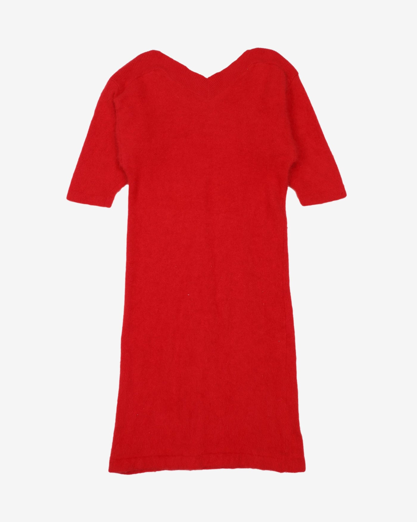 1990s Red Angora Knitted Dress - S