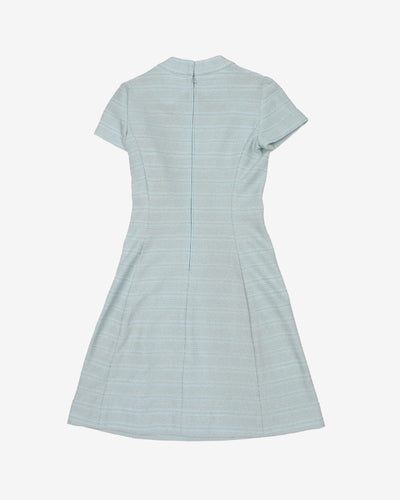 1960s Blue And Silver Shift Dress - S