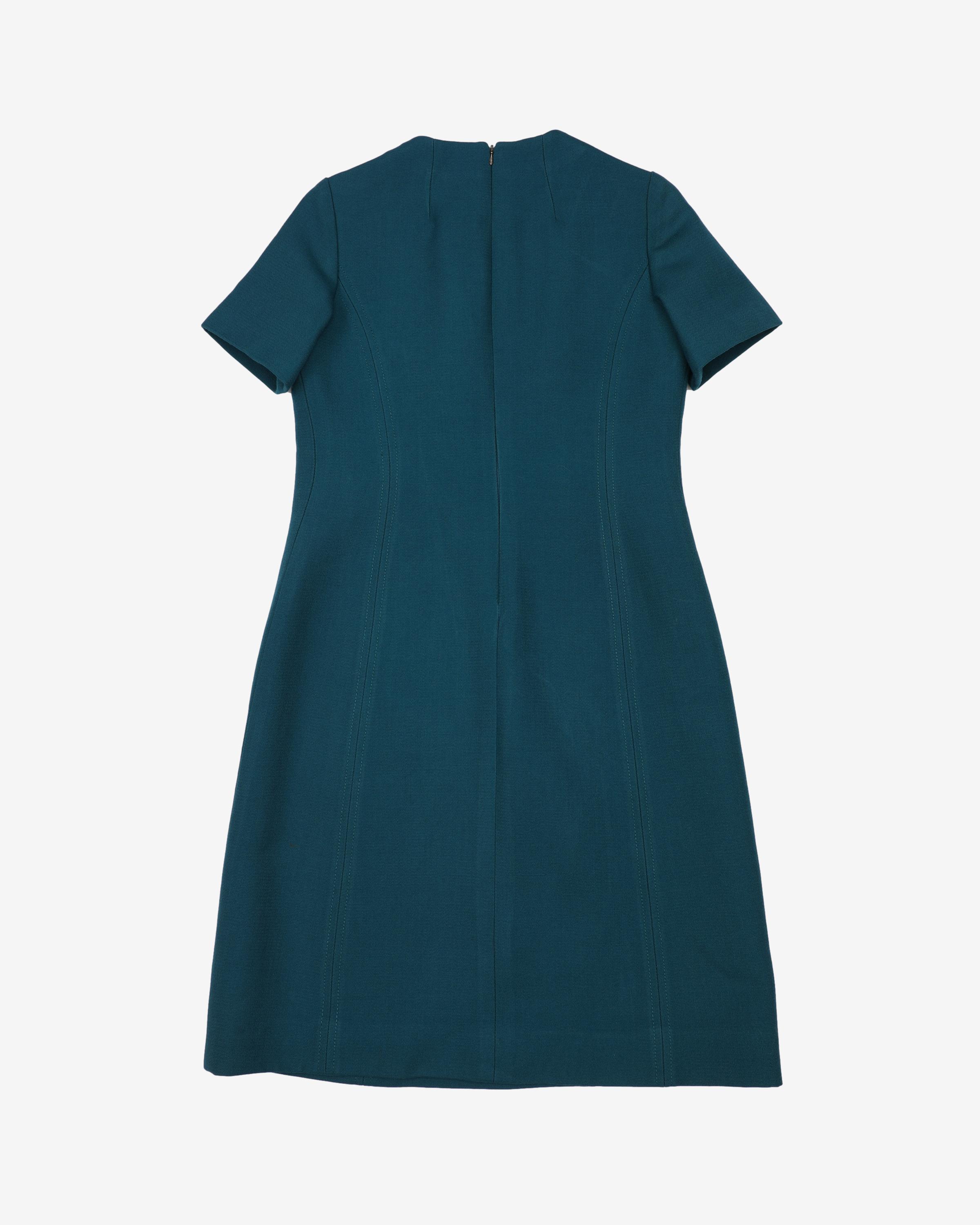 1960s Teal Shift Dress - S