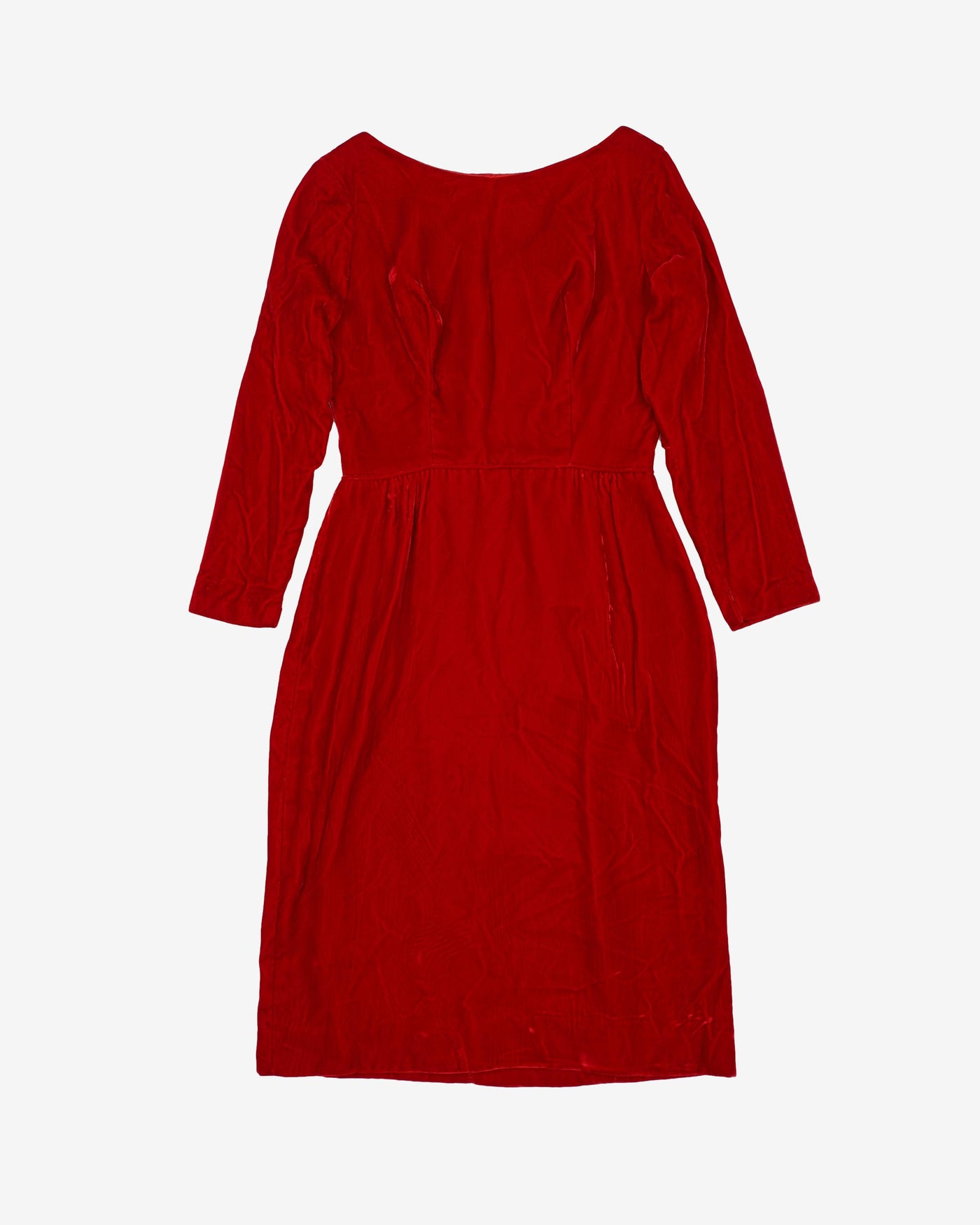 1950s Red Velvet Evening Dress - S