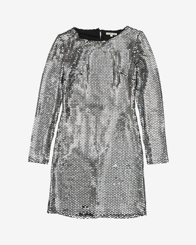 Y2K Silver Sequin Evening Dress - S