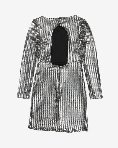 Y2K Silver Sequin Evening Dress - S
