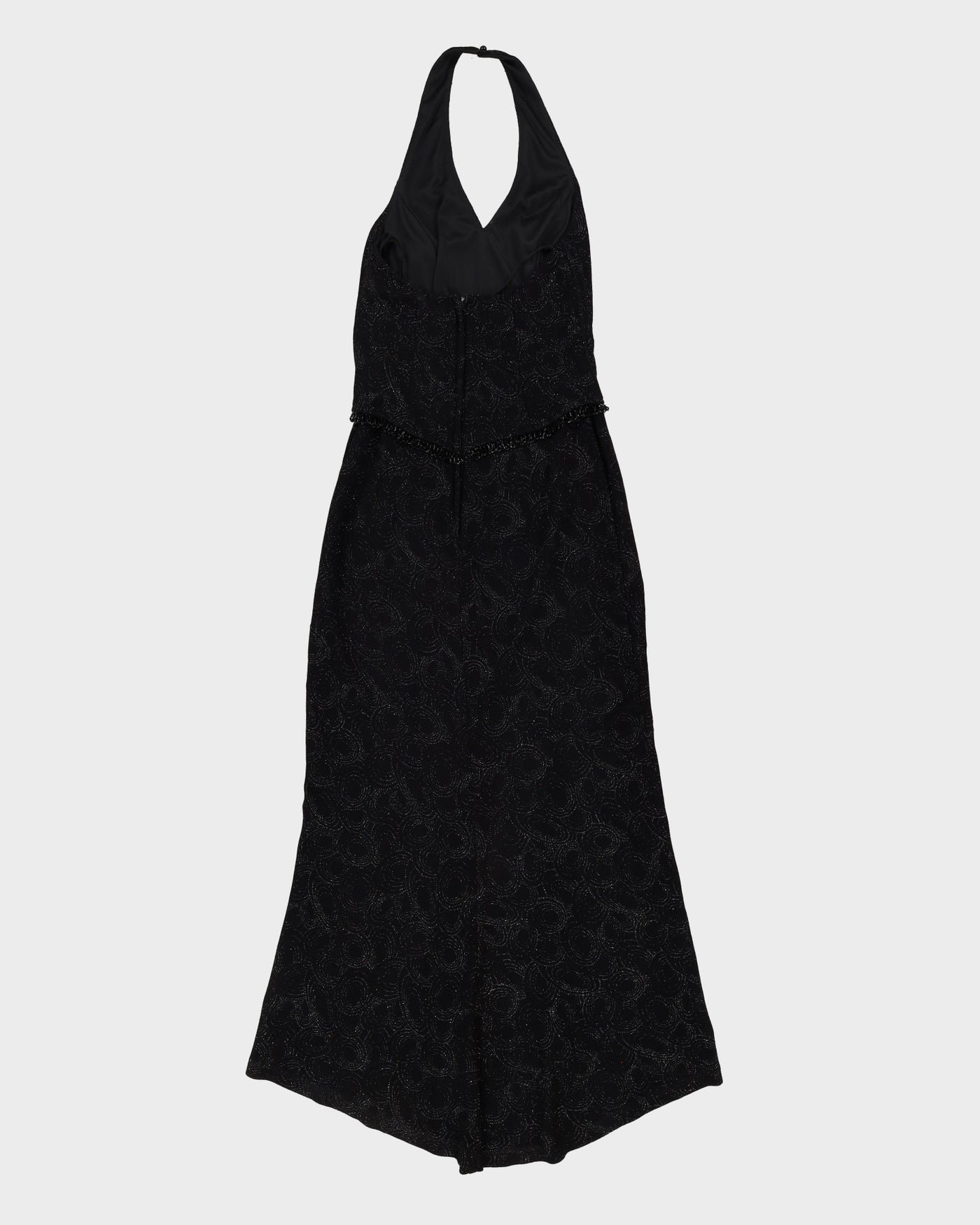 1990s Black Metallic Halter-neck Dress - S