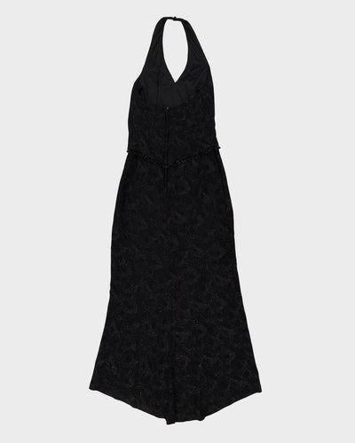 1990s Black Metallic Halter-neck Dress - S