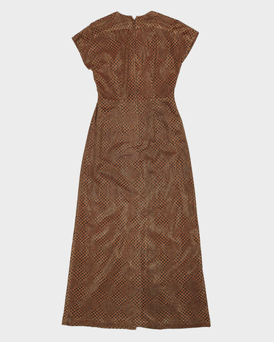 1970s Patterned Sparkly Maxi Party Dress - S